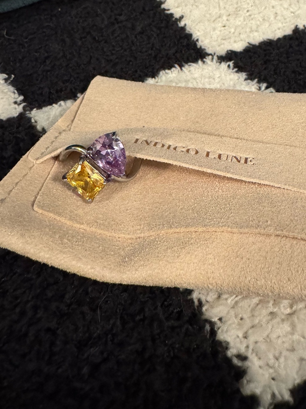 Indigo Lune Ring w/ Teardrop & Rectangle Gems